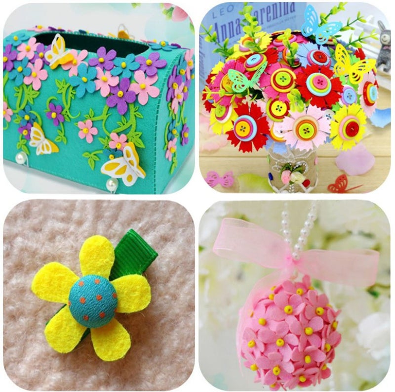 MAMUNU 4 Shapes 150 PCS Felt Flowers Fabric Flower Ornaments for Clothes, Bags, Shoes, Hats and Other Craft Decorations, Assorted Color - Image 4